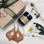 Lily Scarlett Earrings & Custard Gift Box-Tasmanian gift hamper-Salamanca Skincare Co.